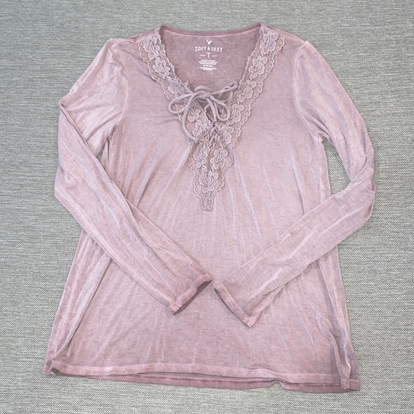 American Eagle Outfitters Tops - American Eagle soft & sexy flouncy lace up long sleeve top size small